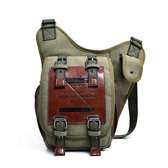 Retro Leder Military Vintage Messenger Herren Umhängetaschen Umhängetaschen Reise Pocuh Mann Bolsa Tasche armee grüne