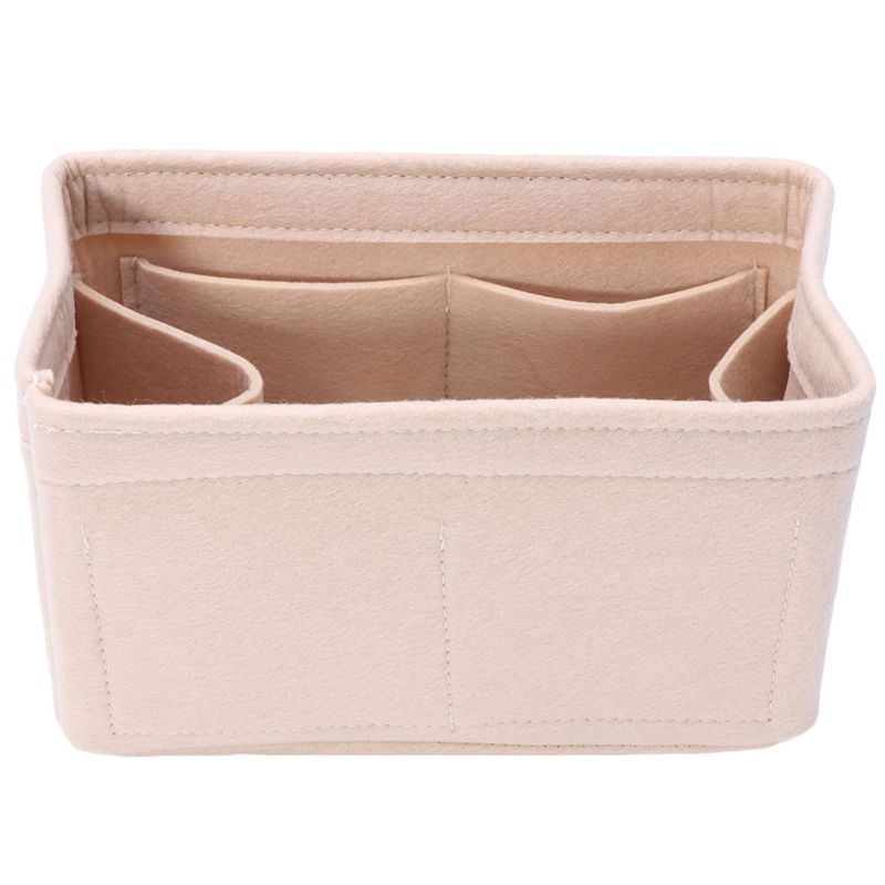 Filztascheneinsatz, Make-up-Handtaschen-Organizer, Reise-Innentasche, Geldbörse, tragbar, herausnehmbar, Kosmetiktasche, Aufbewahrungsbox, Tragetasche für Damen CHINA&M beige