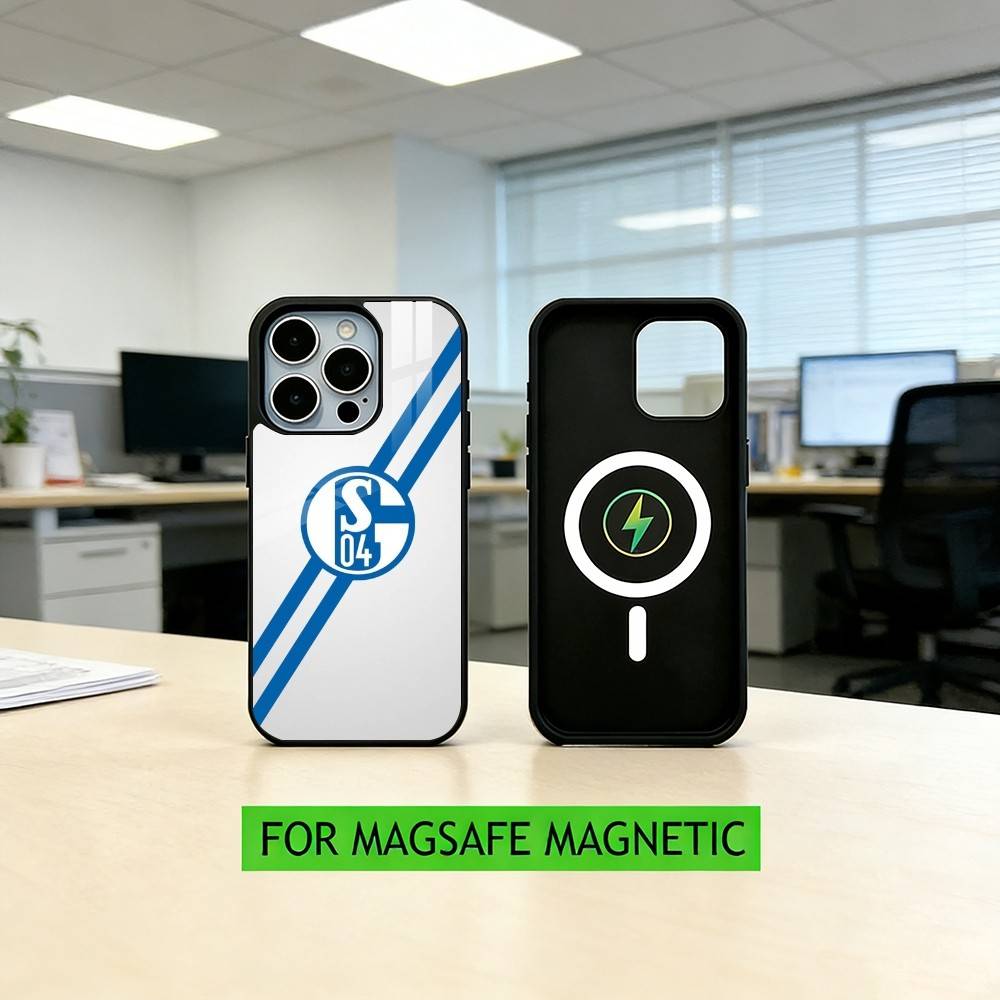S-Schalke 04-PC Handyhülle Für iPhone17,16,15,14,13,12,11 Plus,Pro Magnetisch Für Magsafe Kabelloses Laden iPhone17Air