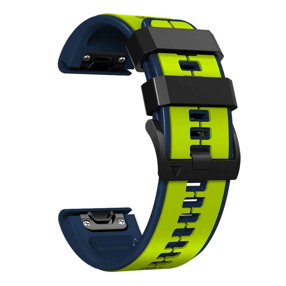 22mm 26mm Silikonarmband für Garmin Fenix ​​7 7X 6 6X 5 5X Schnellverschluss-Armband für Garmin Fenix ​​3/3 HR/3 Sapphire Uhrenarmbänder 26mm (Fenix 7X 6X 5X) dunkelblaue/grün