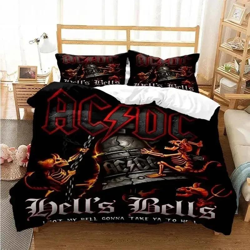 3D-Druck AC/DC Rockband Bettwäscheset Jungen Mädchen Twin Queen Size Bettbezug Kissenbezug Bett Kinder Erwachsene Mode Heimtextilien US King 264x228cm