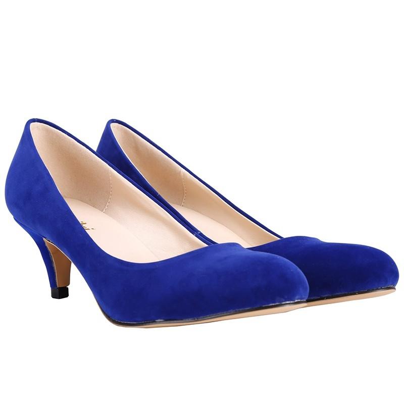 LOSLANDIFEN Damen Pumps Sexy High Heels Schuhe Flock Spitzschuh Rot Hochzeit Pumps Frau Casual Slip-on Abendschuhe 36 blau