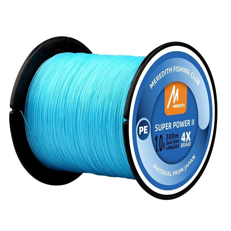 MEREDITH 4 Stränge Geflochtene PE Angelschnur 100M 300M 500M 15-80LB Multifilament Glatte Angelschnur Für Angeln locken Köder 300M 18LB blau