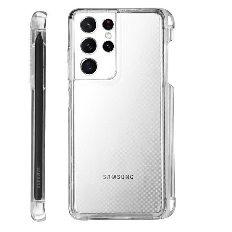 Stylus S-Pen Sockel Slot Klare Handyhülle für Samsung Galaxy S21 Ultra 5G G9980 G998D G998U Weiche transparente Handyhülle Capa mit Stiftschlitzhalter For S21 Ultra 5G reinfarbig