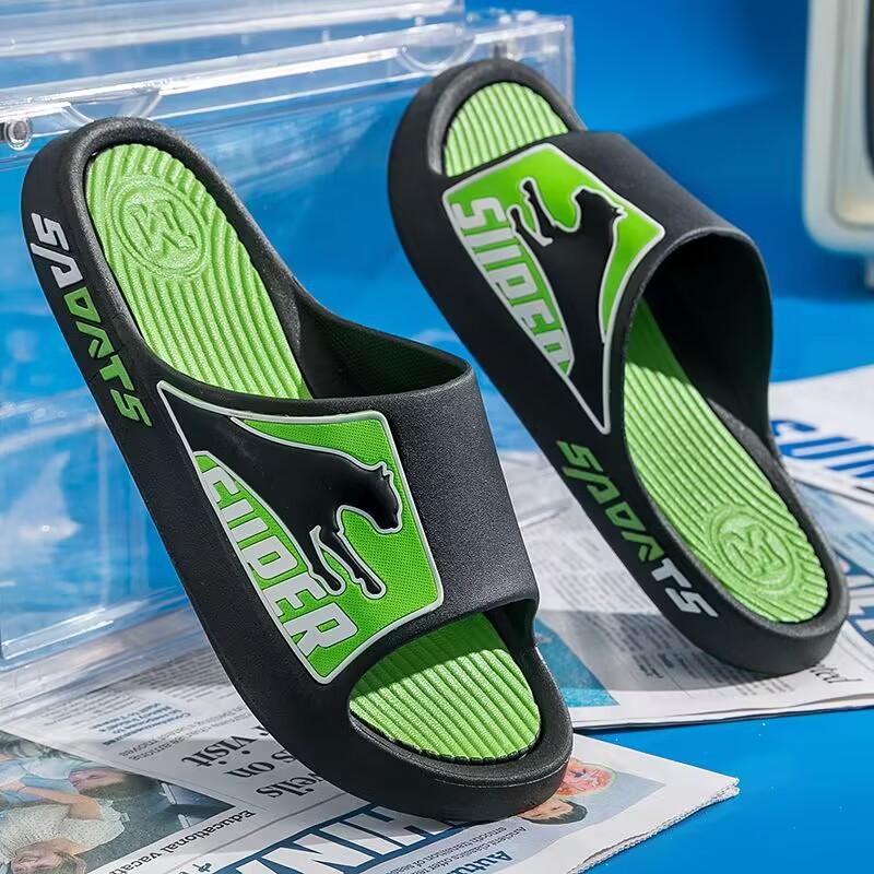 Neue Hausschuhe Herren Sommer Sport Outdoor Rutschfeste Paare Home Badezimmer Sandalen und Sport Hausschuhe Herren Flip Flop Slipper 44-45 grün