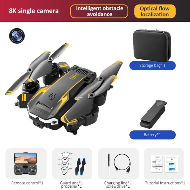 Drohne Dualkamera 8K HD GPS Professionelle Luftaufnahmen Hindernisvermeidung Vier-Rotor-Hubschrauber Drohne Spielzeug Fernbedienungsflugzeug Yellow-Single camera-1 B