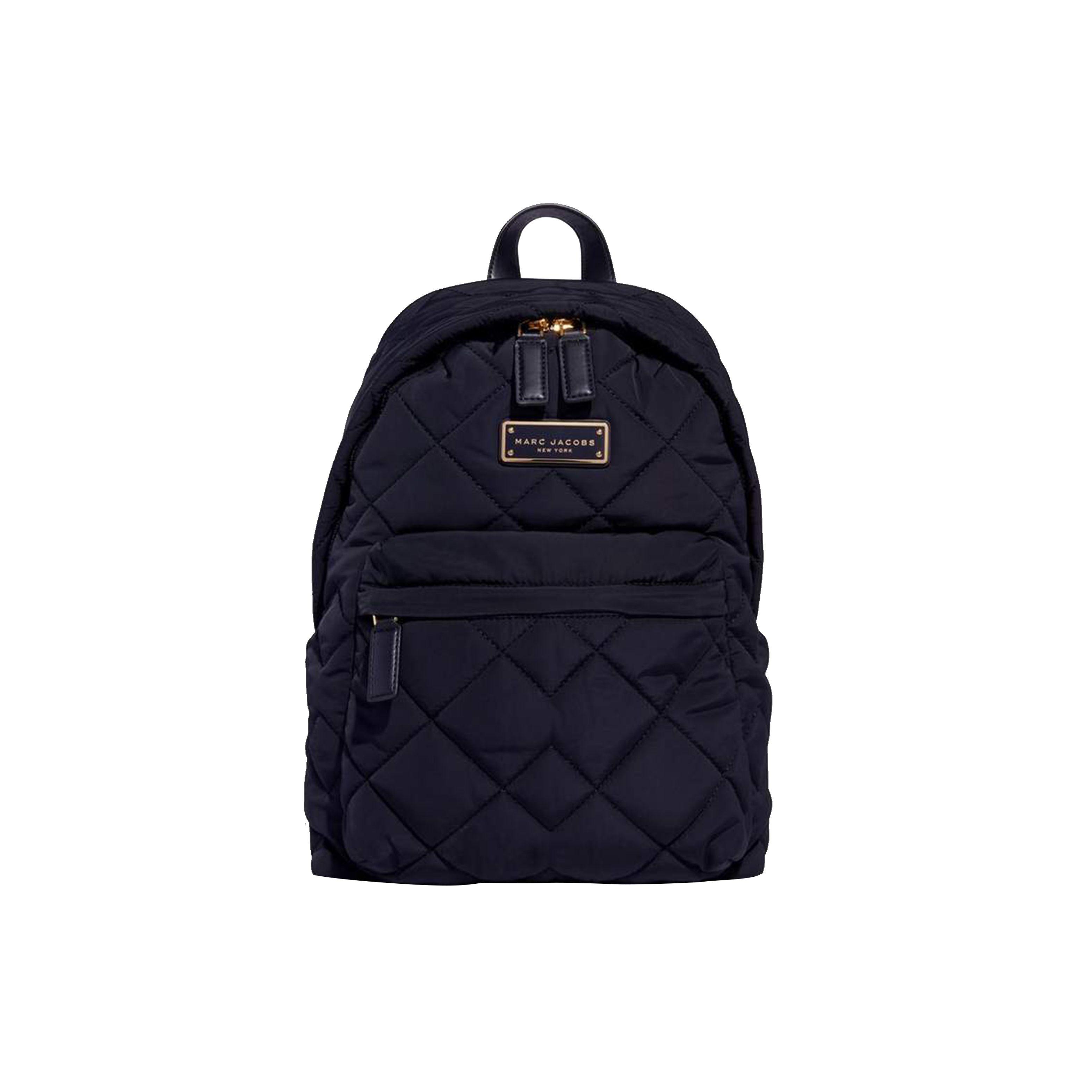 Marc Jacobs Designermarke Logo Einfarbig Plissiert Minimalistisch Große Kapazität Leichter Rucksack Unisex Rucksack Schwarz M0011321-001 Basic Set (Bag+Tag)