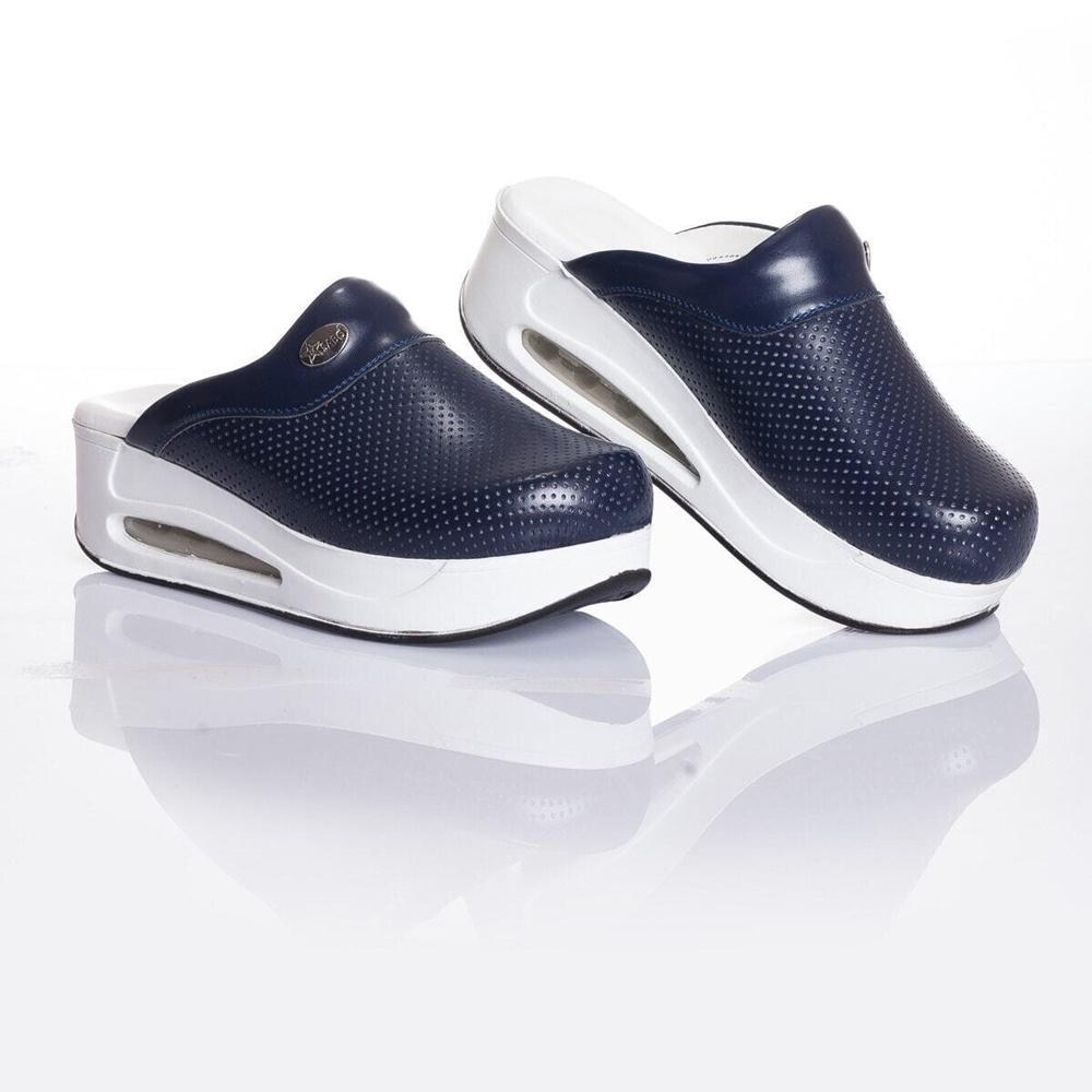 Damen Hausschuhe Neue Orthopädische Sabo Schuhe Sandalen Krankenschwester Arzt Krankenhaus Medizinische Lässige Qualität Weicher Komfort Anti-Rutsch-Clog 35 navy blau