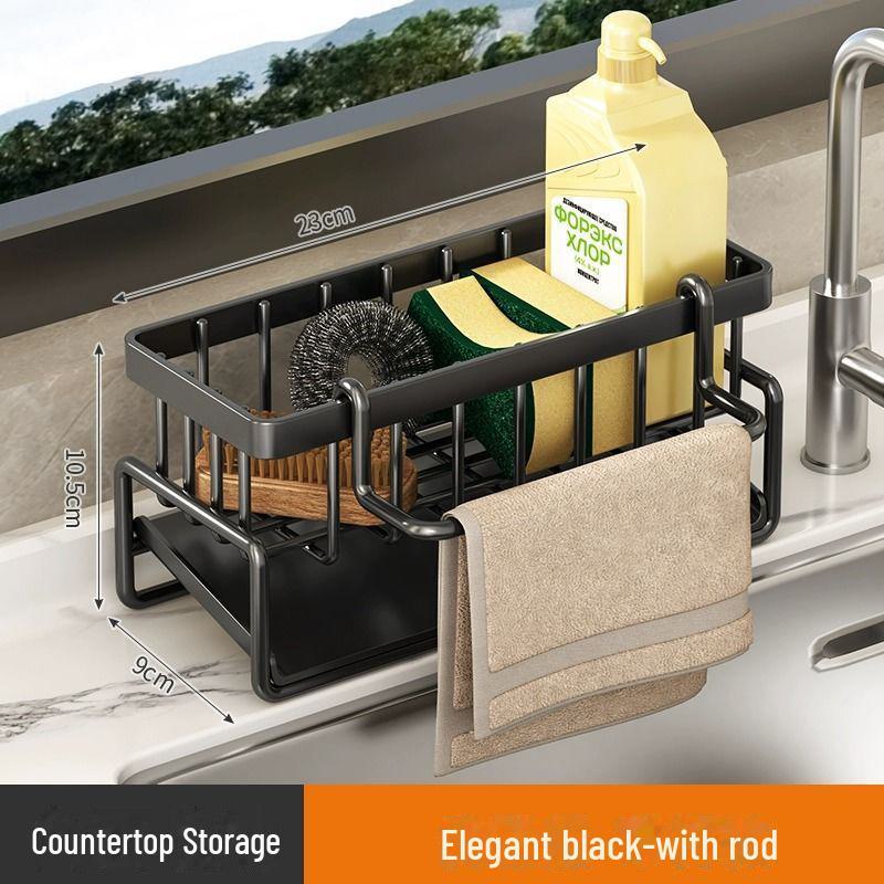 Aufbewahrungsregal für Küchenspülenhähne mit Abfluss für Lappen, Gewürze und Utensilien without rod graue