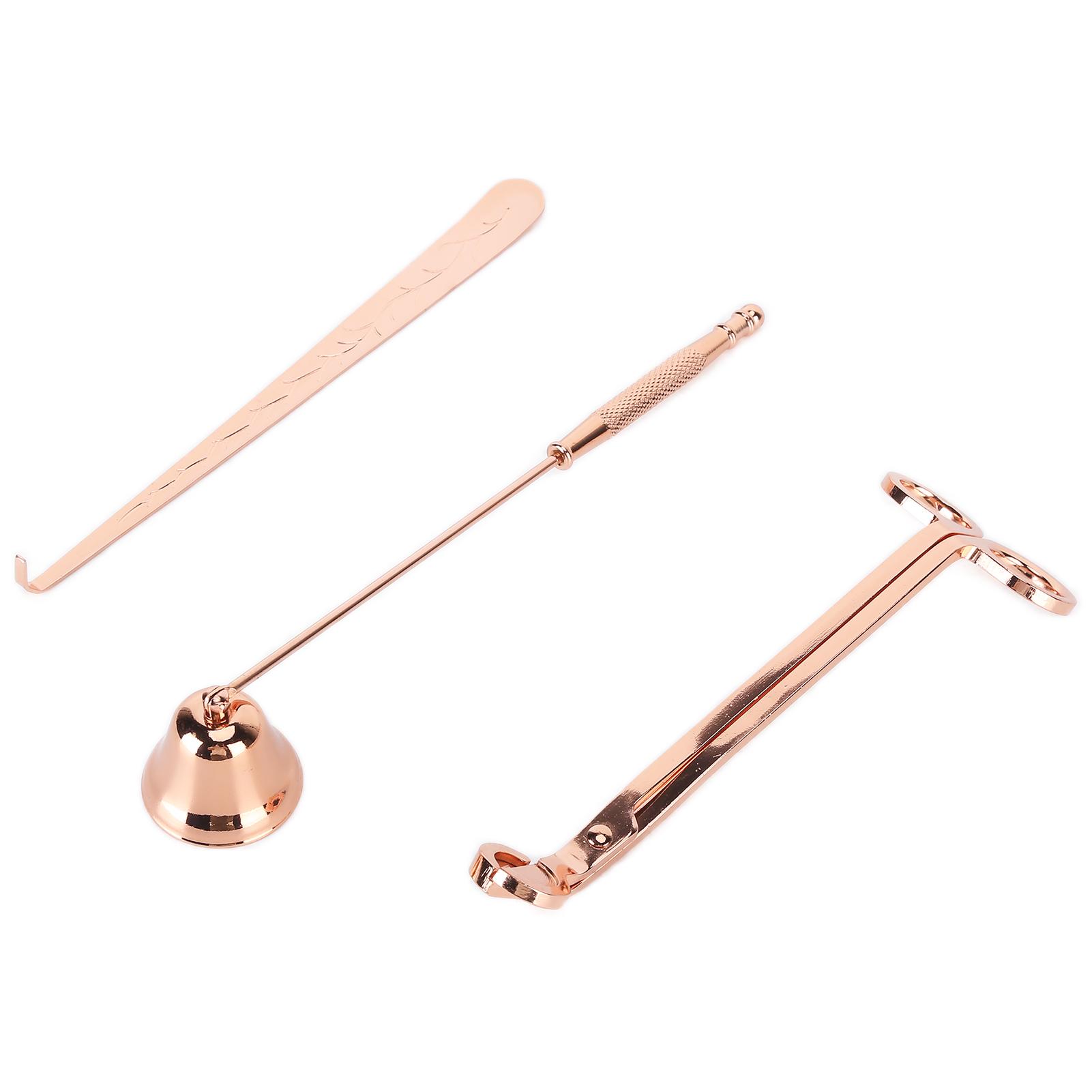 3PCS Kerze Zubehör Set Kerze Docht Trimmer Cutter Snuffer Feuerlöscher Docht Löffel Geschenk rose gold