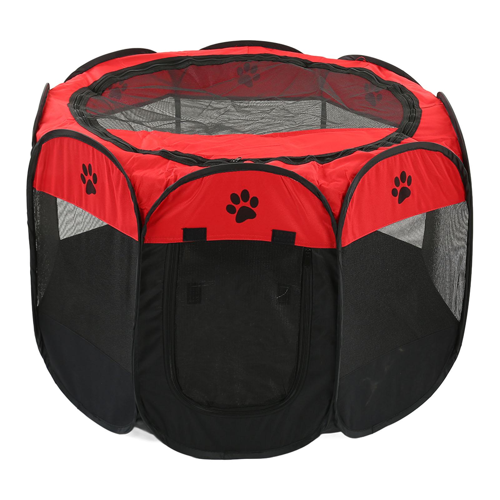 Haustier Laufstall Atmungsaktives Netz Abnehmbarer Reißverschluss oben Tragbar Faltbar Hunde Katzen Laufställe für Welpenhund