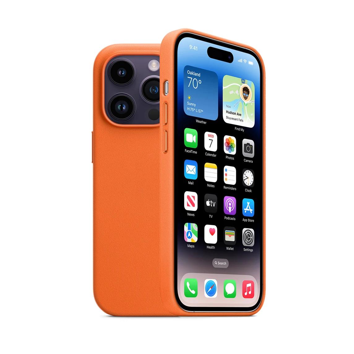 Magnetische Hülle aus echtem Leder für iPhone 14 Pro Max 14 Plus Hülle Magsafe Hülle Kabelloses Laden 14 Pro Sturzschutzhülle for iphone14 (6.1')