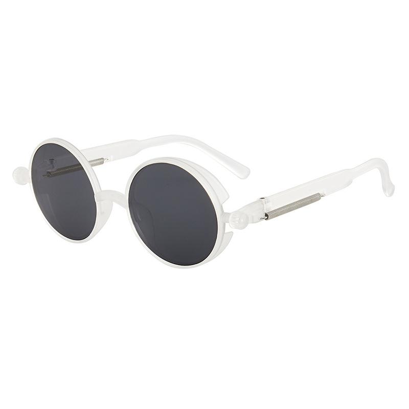 Klassische Gothic-Steampunk-Sonnenbrille, Luxus-Markendesigner, hochwertige Herren- und Damen-Retro-Sonnenbrille mit rundem PC-Rahmen grau