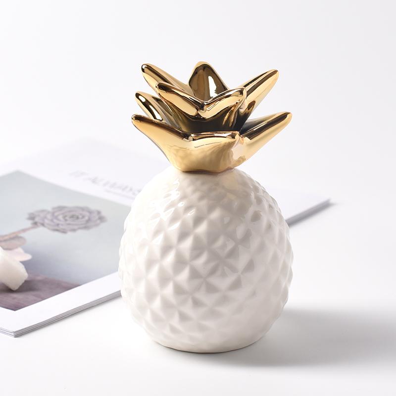 Nordische kleine Keramik-Ananas-Spardosen, Goldene Spardose, Spardose, Heim-Desktop-Dekoration