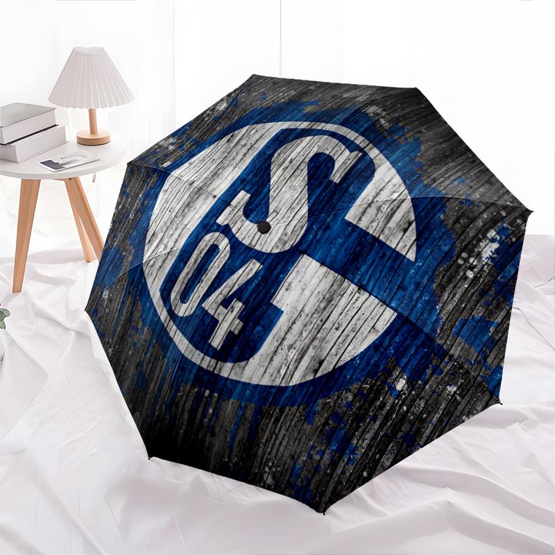 FC Schalke 04 Muster, Automatik-Regenschirm, tragbares und faltbares Design, 8 Schirmstäbe, ein Weihnachts- oder Geburtstagsgeschenk. bunt
