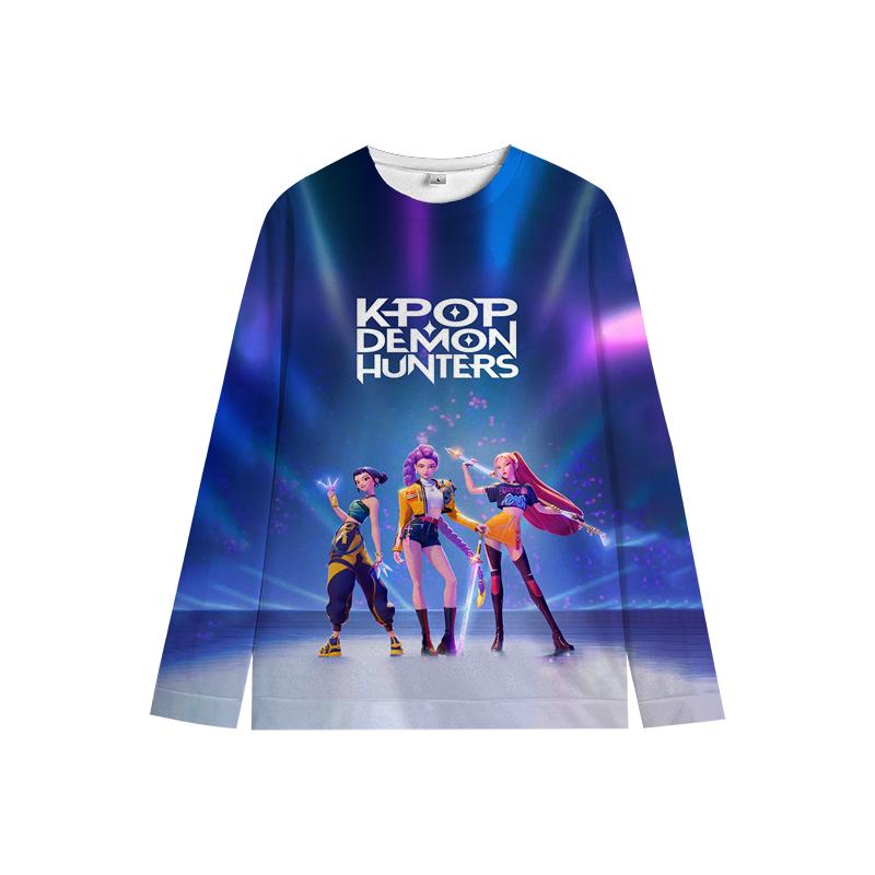 KPop Dämonenjäger Langärmel Huntrix Girl Saja Jungen Kinder Baby Rundhals-Sweatshirt Zoey Rumi Mira Allround-Kinderkleidung 160 hellbraun