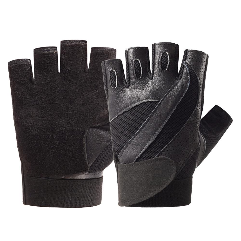 Fitness Lederhandschuhe für Herren Reiten Rutschfest Abriebfest Taktisch für Fitnessstudio Outdoor-Sportarten Farbblockierung Halbfinger Schafslederhandschuhe XL