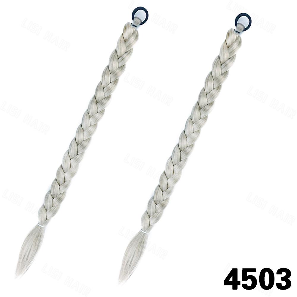 MISSQUEEN Synthetische 2 Stück Twist Zöpfe mit Gummiband Pferdeschwanz Haarverlängerung Mehrfarbig Modisch Geeigneter Zopf für Frauen und Mädchen Tägliche Anwendung 52cm white