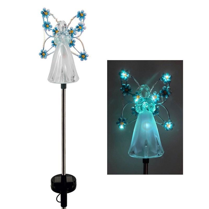 1Pcs Solar Engel Garten Lichter Im Freien Wasserdichte Fairy Licht Kreative Rasen Lichter Für Garten Hof Landschaft Dekor blau
