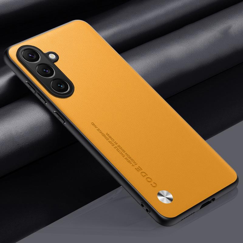 Luxuriöse PU-Lederhülle für Samsung Galaxy S24 S23 S25 Plus S24 Ultra 5G Rückseite Matte Silikon Handyhülle für Samsung S23 FE S25 gelb