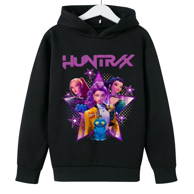 KPop Dämonenjäger Huntrix Kapuzenpullover Pullover Mädchen Cartoon Kapuzensweatshirt Mode Lässige Oberteile Kinderbekleidung 150