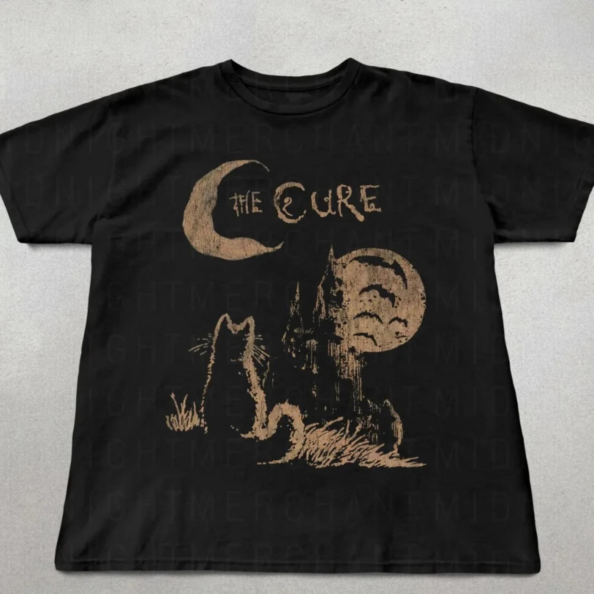 The Cure Katze T-Shirt 90er Alt Indie Rock Kleidung Band T-Shirt Hip Hop Kurzarm T-Shirt Herren Damen Kleidung Y2k Oberteile 3XL