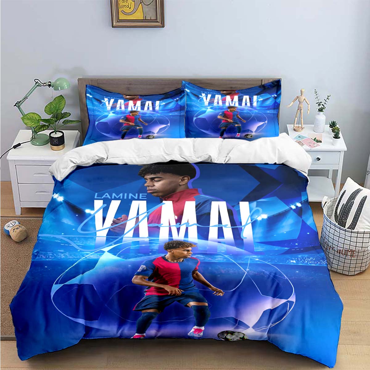 Spanien Fußball Zenozoikum Star L-Lamine Y-Yamal Bettwäsche-Sets Bettwaren-Set Bettbezug Bettdecke-Set Bettwäsche-Set Geschenk EU Double(200*200cm)3pcs