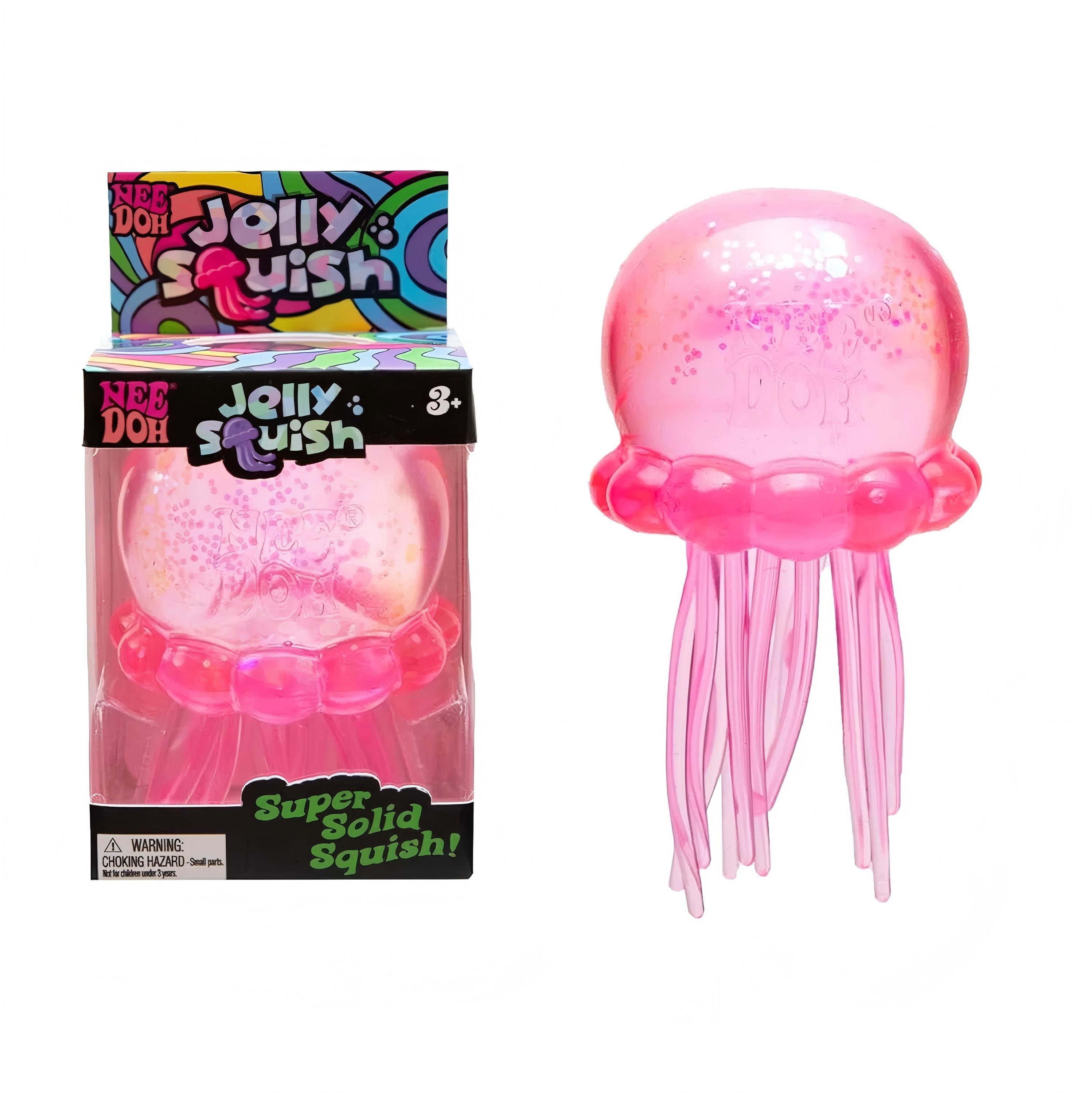 NeeDoh Trendige Quallen- & Würfel-Quetschspielzeuge, Weiche Gelee-Knet-Stressabbau-Fidget-Spielzeuge, Sensorische NeeDoh für Kinder & Erwachsene pink