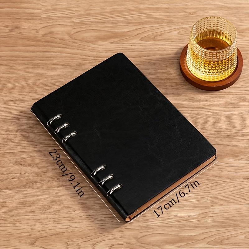1 Stück A5 Loseblatt-Notizbuch Business-Meeting-Notizblock Einfarbiges minimalistisches Notizbuch mit austauschbaren Innenseiten, Büro-Schulbedarf, 100 Blatt schwarz