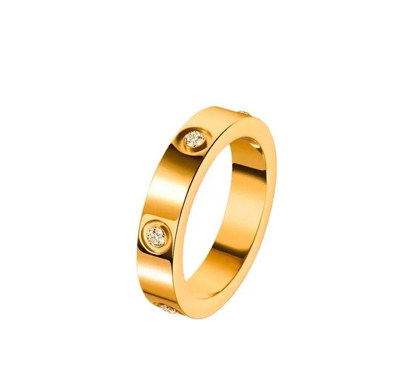 2024 Trendy Edelstahl Rose Gold Farbe Liebe Ring für Frauen Männer Paar Kristall Ringe Luxus Marke Schmuck Hochzeit Ring geschenk 8