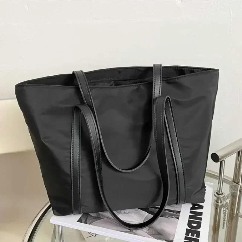 Einfache Oxford Umhängetasche Handtasche Oberer Henkel Tragetaschen Damen Große Kapazität Shopping Straße Reißverschlusstaschen für Frauen Handtasche Tragetasche black