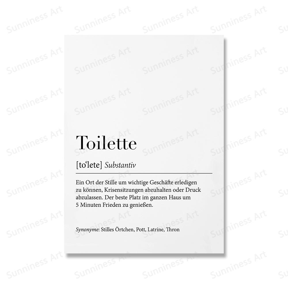 Schwarz-Weiß-Zitate Wandkunst Leinwand Malerei Modernes lustiges Badezimmer Gäste WC Poster Drucke Toilette Humor Bild Badezimmer Dekor 21x30cm No Framed navy blau