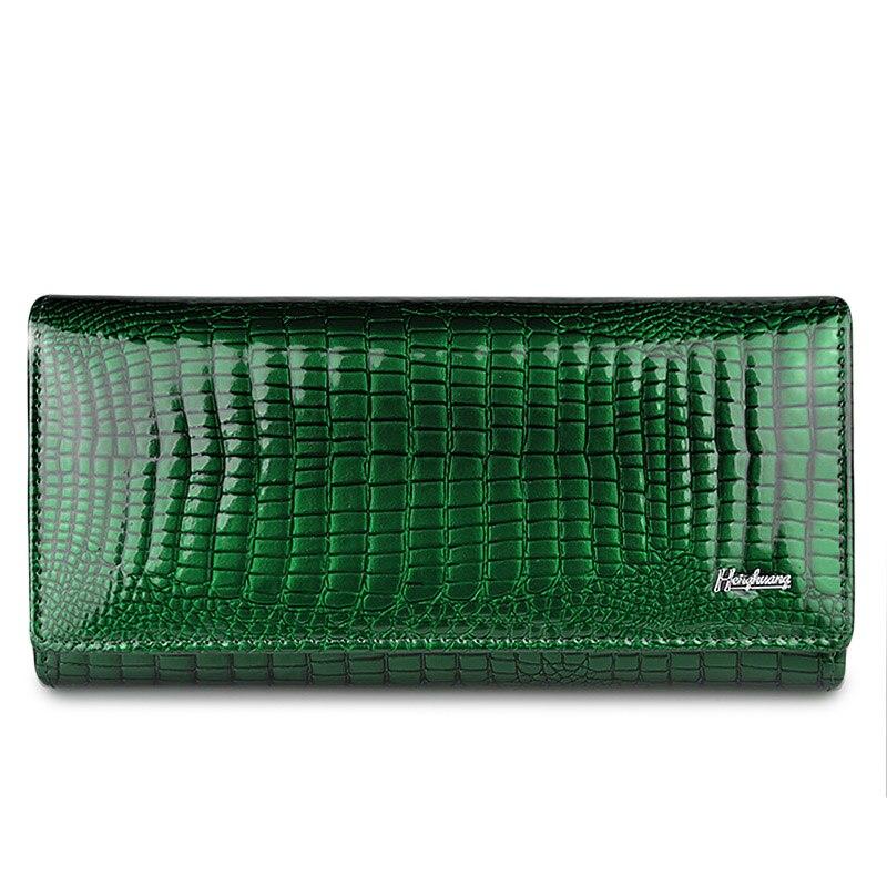 Damen-Geldbörsen aus echtem Leder, Damen-Geldbörse mit Haspe, Alligator-Geldbörse, lange Geldbörsen, Kartenhalter, Damen-Geldbörsen, Clutch 18.5*9.5*3.5cm
