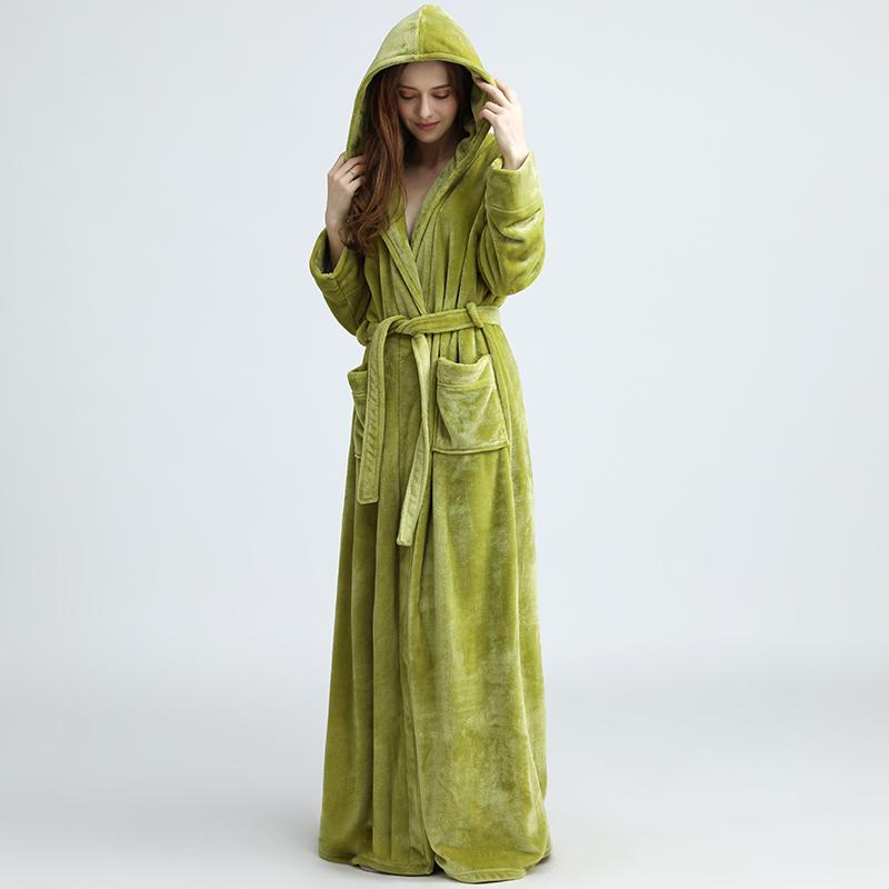 Bademantel für Herren in Übergröße, lang, warm, Flanell, Winter, mit Kapuze, Korallenvlies, Bademantel für Männer, Nachtwäsche, Damen, Morgenmantel, sexy Roben M