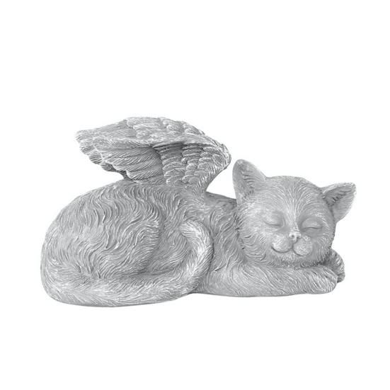 Personalisierte Engel Katze Gedenkstatue Harz Haustierskulptur mit Engelsflügeln für Garten Außen Grabsteinmarkierung Emotionale Geschenke Cat