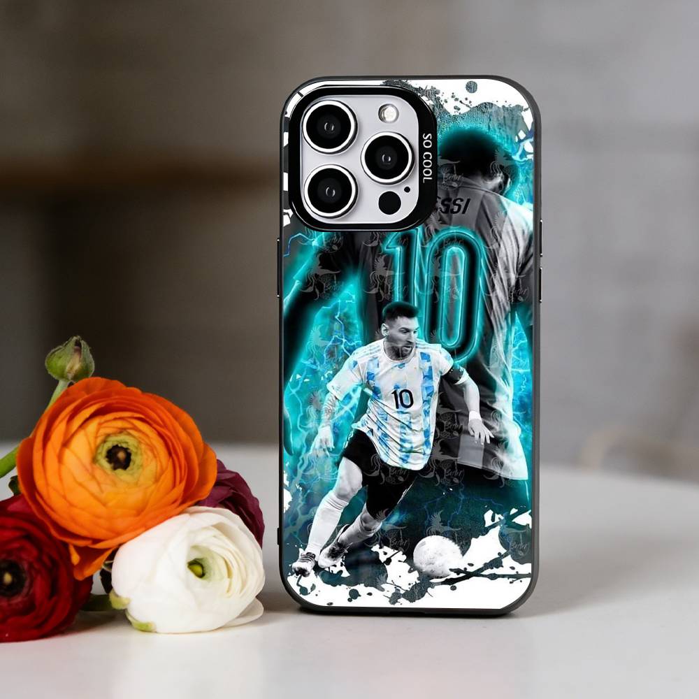 Lionel Messi Handyhülle Für iPhone 17,16,15,14,13,12,11 Plus,Pro Max,XS,Bunte Silberne Handyhülle Funda Cover iPhone13