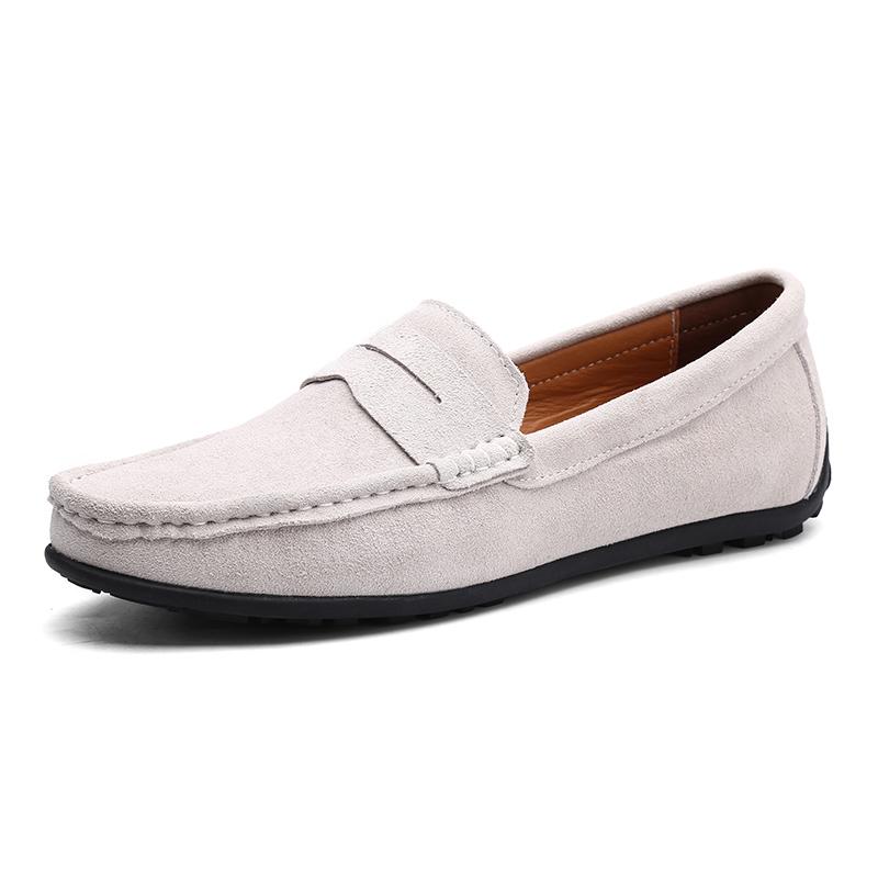 Plus Größe Wildleder Schuhe Männer Müßiggänger Bequeme Casual Schuhe Männer Fahren Schuhe Mokassins Männer Wohnungen Schuhe 42 weiß