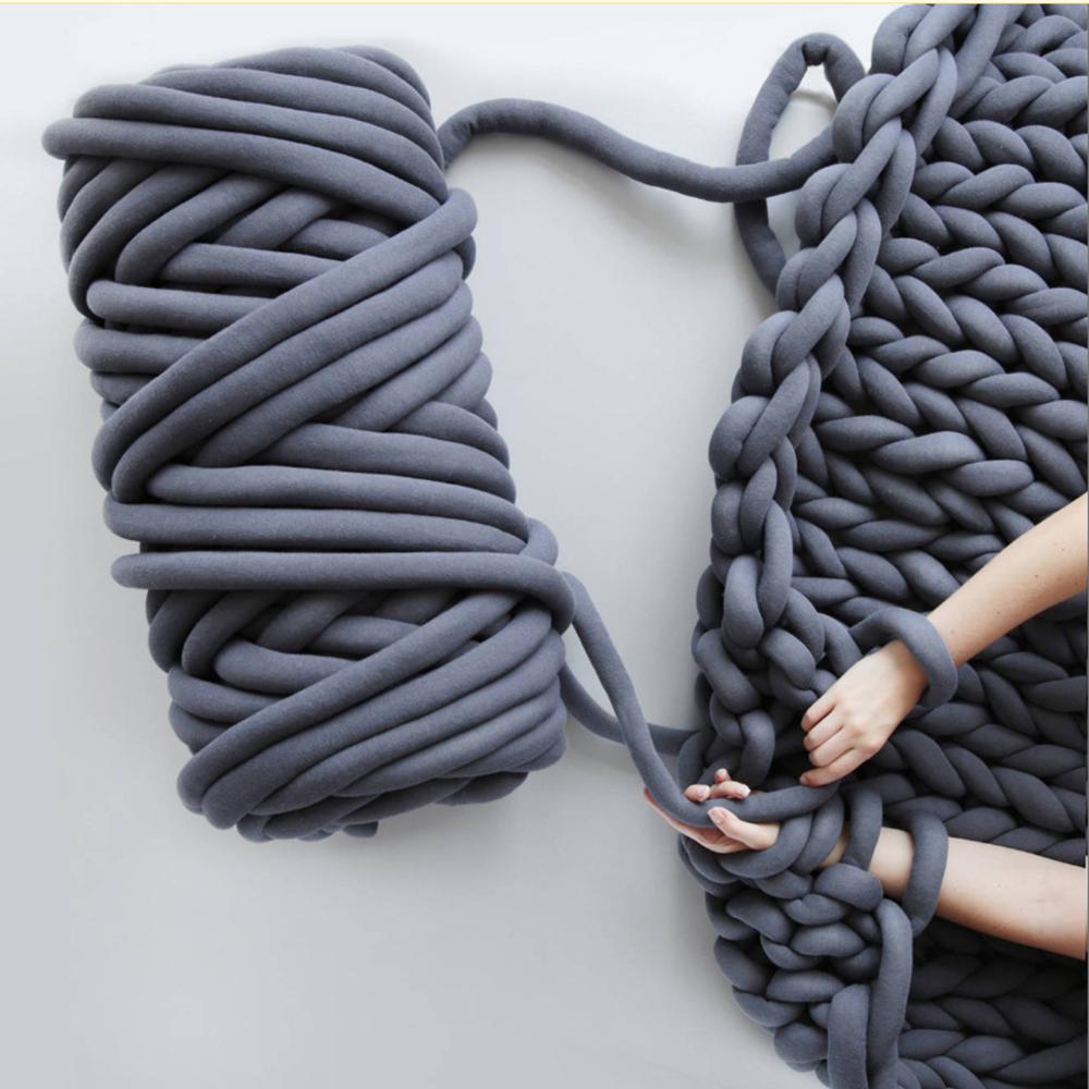 500 g dickes DIY-Garn zum Handstricken, weiches Schlauchgarn für Taschen, Riesengarn, Armstrickgarn, Körbe, Kissen, Haustiernester, Basteln 500g dunkelgraue