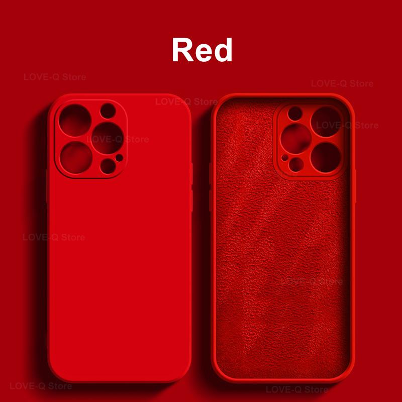 Für Flüssigsilikon Handyhülle Für Apple iPhone 16 15 14 Plus 13 12 11 Pro Max Hüllen Für iPhone 16 Pro Max Stoßfeste Hülle For iPhone 13Pro Max rot