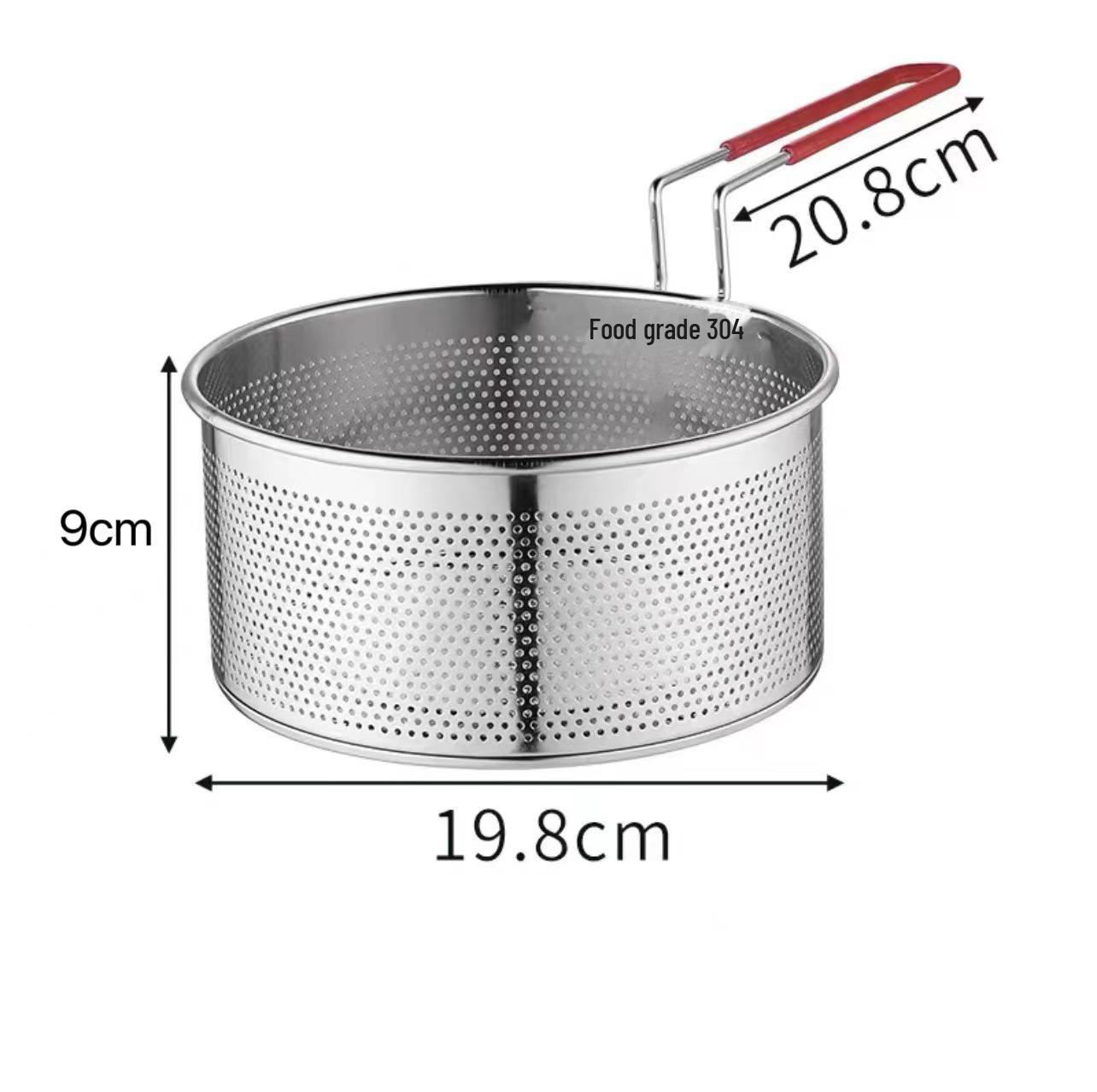 Bratnetzlöffel und Sieb aus Edelstahl 304 zum Kochen von Nudeln und Reis 304, 20cm, fixed handle