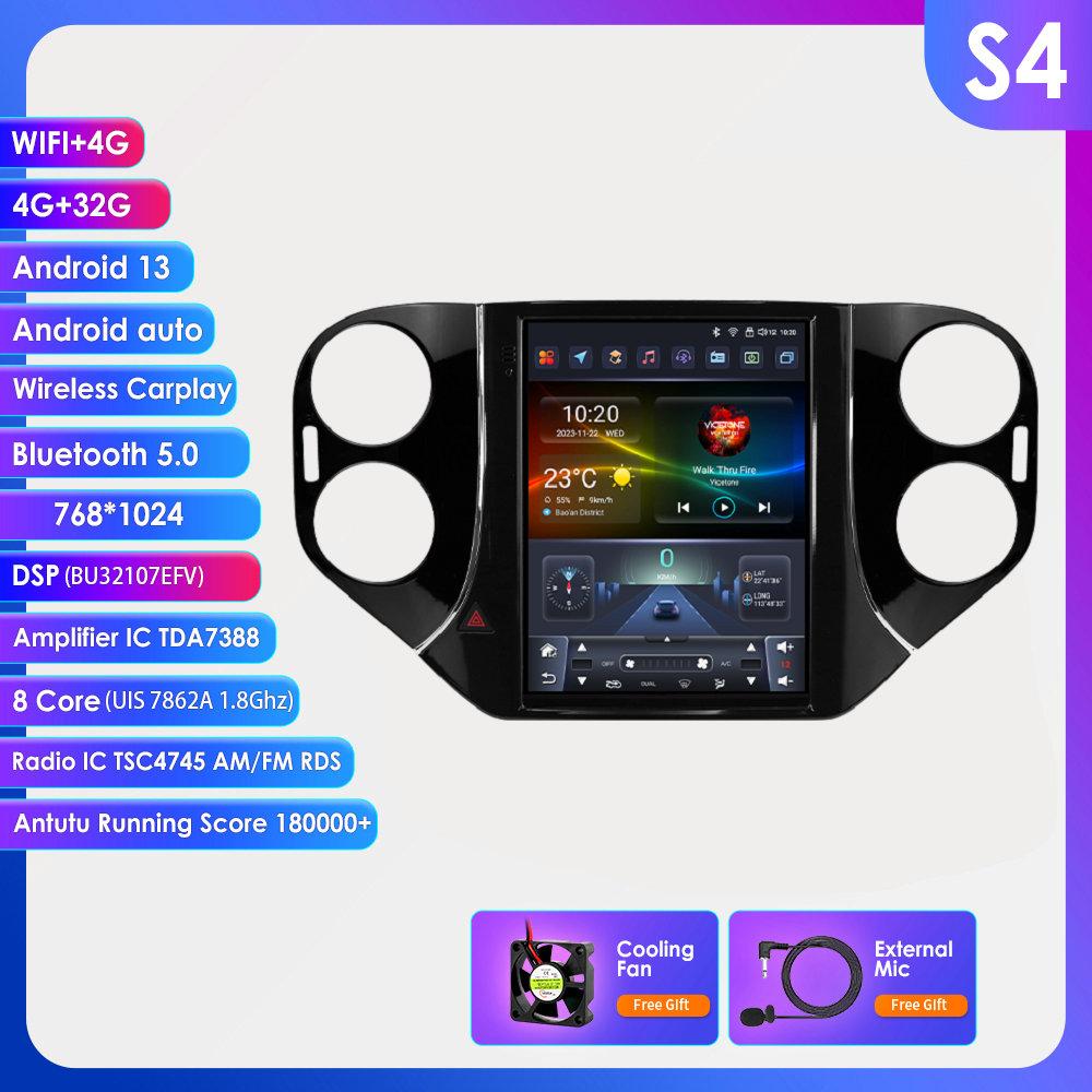 Hizpo Carplay 4G 9,7'' Tesla-Stil Bildschirm 2Din Android 13 Autoradio für Volkswagen Tiguan 1NF 2007-2016 Multimedia Video GPS RDS Intelligenter Bildschirm S4 8Core 4G 32G