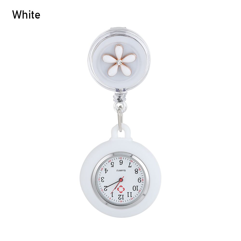 Einziehbare Reel Krankenhaus medizinische Clip Uhren Krankenschwester Uhren einziehbare Arzt Taschenuhren weiß