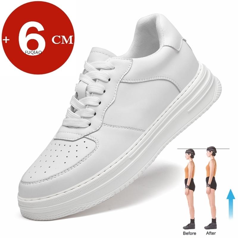 Fashion Lift Sneakers Unisex Schuhe mit Absätzen Versteckte Absätze Bequeme Atmungsaktive Schuhe zur Höhenvergrößerung Herren 6CM Höhenvergrößerung Weiße Schuhe 42 weiß