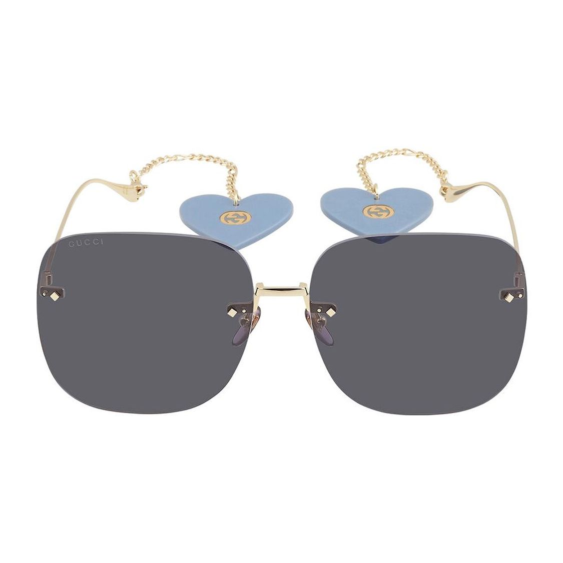 Gucci rahmenlose quadratische Sonnenbrille Damen Sonnenbrille GG1148S-001 Dust Bag+Eyeglass Case (Random Color)