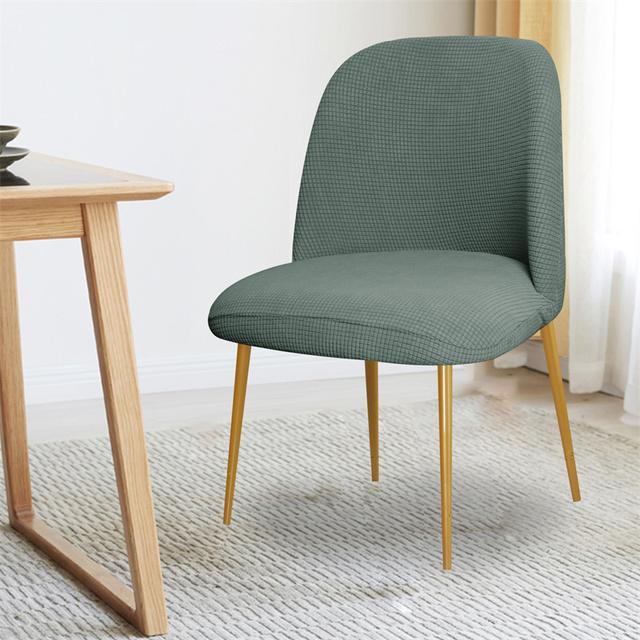 Stuhlhussen mit niedriger Rückenlehne, Polarfleece-Akzent, Schonbezüge für Esszimmerstühle, gebogene Stuhlhussen, elastischer Stretch-Funda-Silla-Sitzbezug 1pc Chair Cover gray