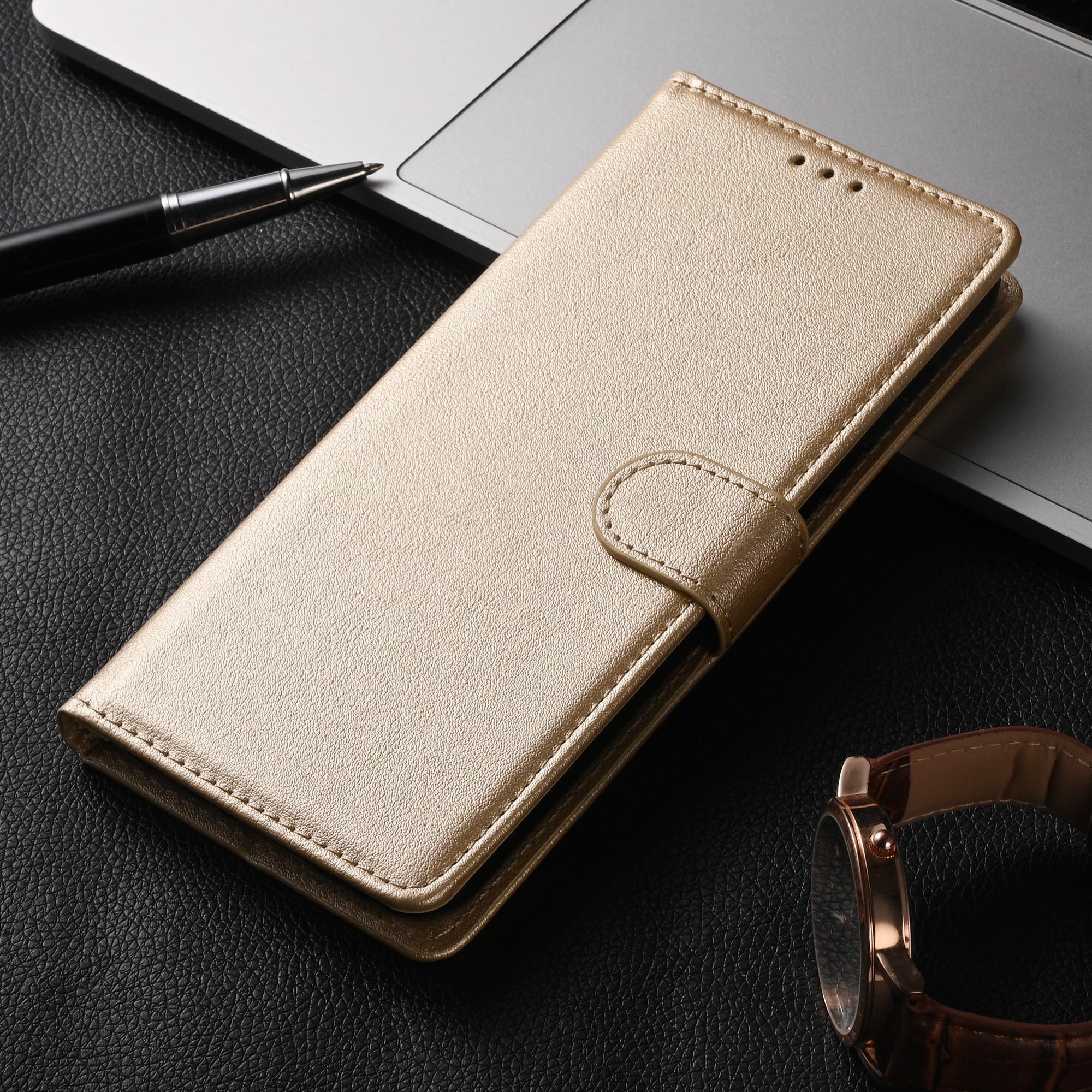 Leder-Flip-Wallet-Hülle für Samsung Galaxy A03 A03S A13 A23 A33 A53 A14 A24 A34 A54 A31 A41 A51 A71 A12 A22 A32 A42 A52 4G 5G For Galaxy A03S EU&Case & Strap gold