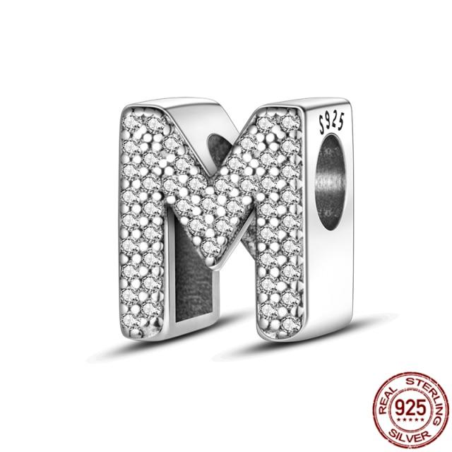 100 % Echt 925 Sterling Silber Buchstabe Alphabet AZ Charm Name Bead Fit Armband Anhänger Schmuck