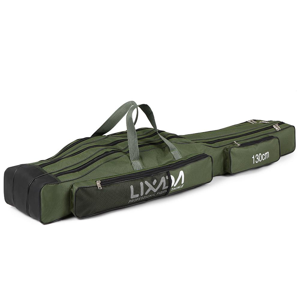 Lixada 130 cm / 150 cm Drei Schichten Borsa da pesca Pieghevole portatile Canna 130cm armee grüne