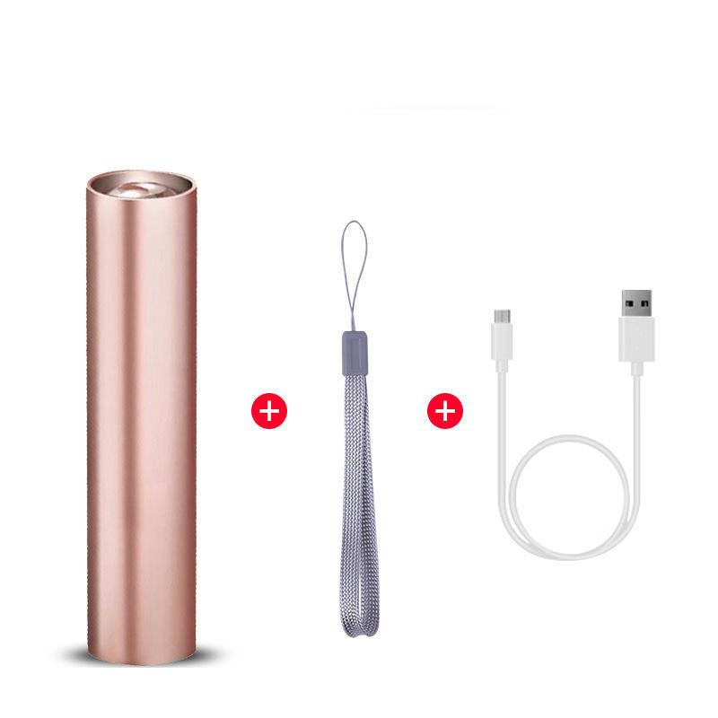 Mini-Taschenlampe, Aluminiumlegierung, USB-Aufladung, integrierter 14500-Lithium-Akku, tragbare LED-Taschenlampe rose rot