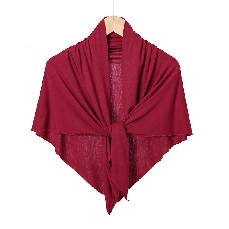 Neuer Baumwoll-Jersey-Hijab Dreieckstuch Muslimisch Sofort tragbar Sofort-Hijab Einfarbige Kopftücher Wickel Premium Jersey Band brown